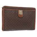CELINE Macadam Canvas Clutch Bag PVC Leather Brown Gold Auth bs31209-1
