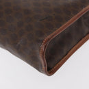 CELINE Macadam Canvas Clutch Bag PVC Leather Brown Gold Auth bs31209-16