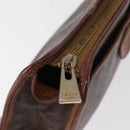 CELINE Macadam Canvas Clutch Bag PVC Leather Brown Gold Auth bs31209-9