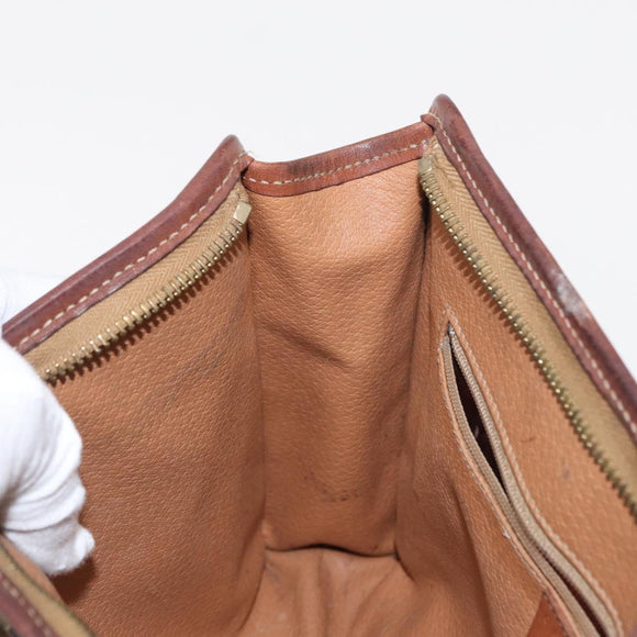 CELINE Macadam Canvas Clutch Bag PVC Leather Brown Gold Auth bs31209