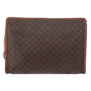 CELINE Macadam Canvas Clutch Bag PVC Leather Brown Gold Auth bs31209-2