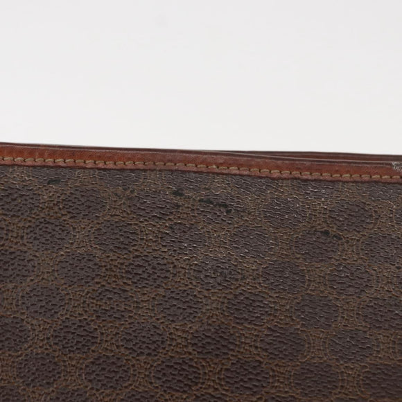 CELINE Macadam Canvas Clutch Bag PVC Leather Brown Gold Auth bs31209