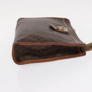 CELINE Macadam Canvas Clutch Bag PVC Leather Brown Gold Auth bs31209-4