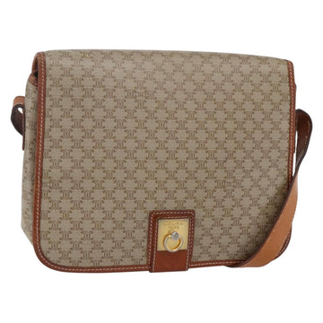 CELINE Macadam Canvas Shoulder Bag PVC Beige Gold Auth bs31210