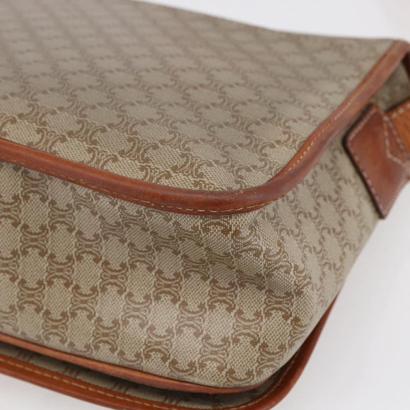 CELINE Macadam Canvas Shoulder Bag PVC Beige Gold Auth bs31210