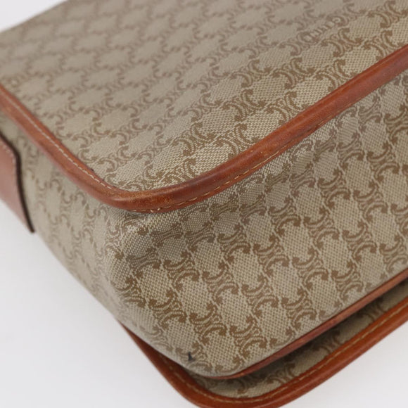 CELINE Macadam Canvas Shoulder Bag PVC Beige Gold Auth bs31210