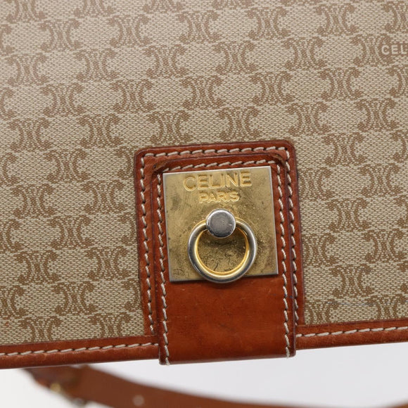 CELINE Macadam Canvas Shoulder Bag PVC Beige Gold Auth bs31210