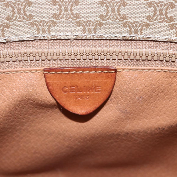 CELINE Macadam Canvas Shoulder Bag PVC Beige Gold Auth bs31210