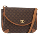 CELINE Macadam Canvas Shoulder Bag PVC Leather Brown Gold Auth bs31211-1