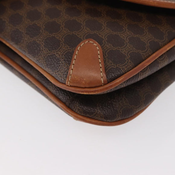 CELINE Macadam Canvas Shoulder Bag PVC Leather Brown Gold Auth bs31211