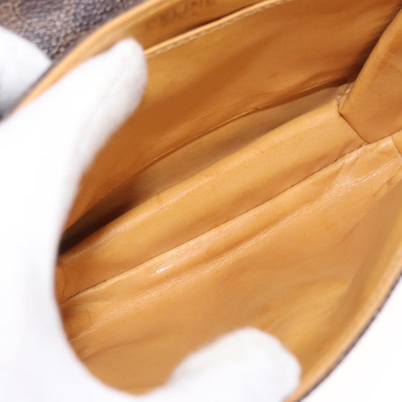 CELINE Macadam Canvas Shoulder Bag PVC Leather Brown Gold Auth bs31211