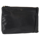 CELINE Trio Small Shoulder Bag Leather Black Gold Auth bs31212-1
