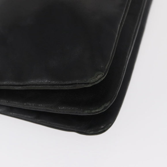 CELINE Trio Small Shoulder Bag Leather Black Gold Auth bs31212