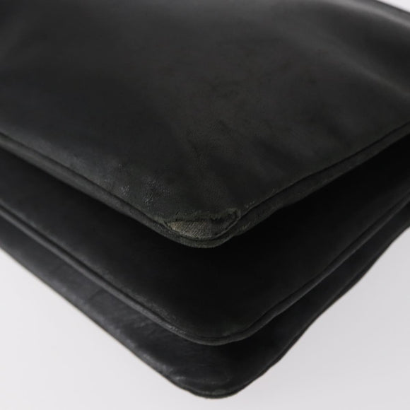 CELINE Trio Small Shoulder Bag Leather Black Gold Auth bs31212