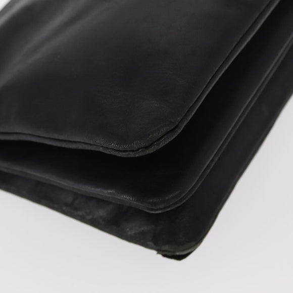 CELINE Trio Small Shoulder Bag Leather Black Gold Auth bs31212