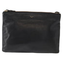 CELINE Trio Small Shoulder Bag Leather Black Gold Auth bs31212-2