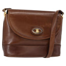 CELINE Shoulder Bag Leather Brown Gold Auth bs31214-1