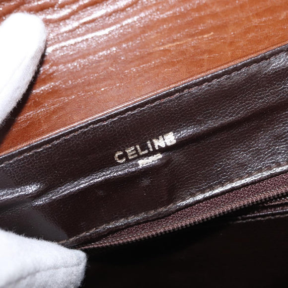 CELINE Shoulder Bag Leather Brown Gold Auth bs31214
