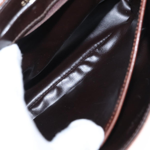 CELINE Shoulder Bag Leather Brown Gold Auth bs31214