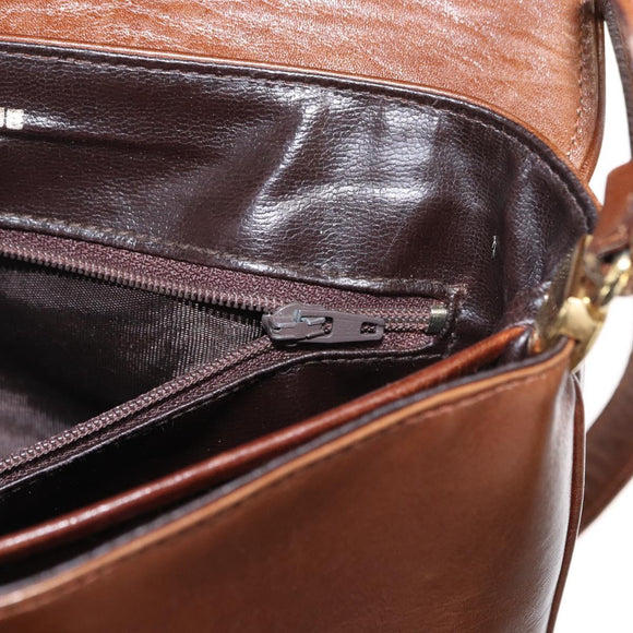 CELINE Shoulder Bag Leather Brown Gold Auth bs31214