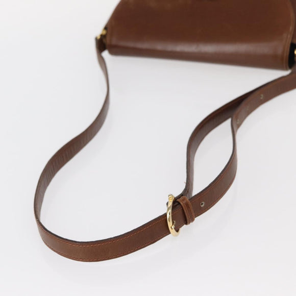 CELINE Shoulder Bag Leather Brown Gold Auth bs31214