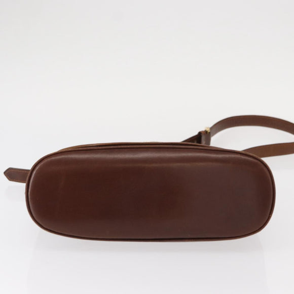 CELINE Shoulder Bag Leather Brown Gold Auth bs31214