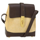 CELINE Shoulder Bag Nylon Leather Brown Gold Auth bs31215-1