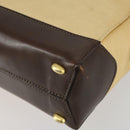 CELINE Shoulder Bag Nylon Leather Brown Gold Auth bs31215-12