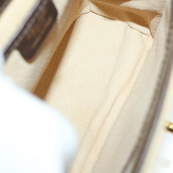 CELINE Shoulder Bag Nylon Leather Brown Gold Auth bs31215