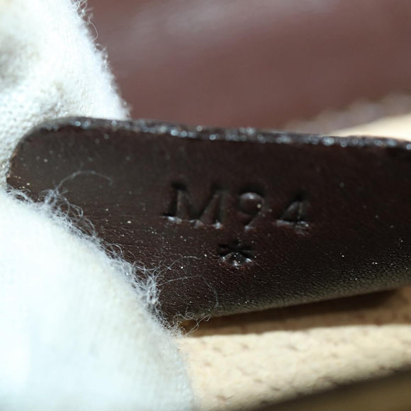 CELINE Shoulder Bag Nylon Leather Brown Gold Auth bs31215