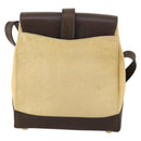 CELINE Shoulder Bag Nylon Leather Brown Gold Auth bs31215-3