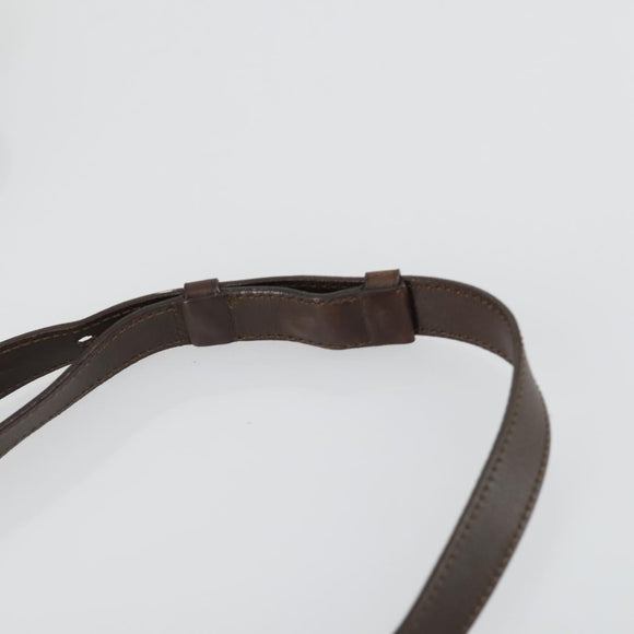 CELINE Shoulder Bag Nylon Leather Brown Gold Auth bs31215