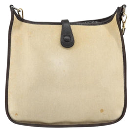 HERMES Evelyn 2 PM Shoulder Bag Leather Canvas Beige Gold Auth bs31216 - 0