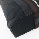 HERMES Toroca Horizontal MM Hand Bag Canvas Black Brown Auth bs31217-15