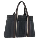 HERMES Toroca Horizontal MM Hand Bag Canvas Black Brown Auth bs31217-1