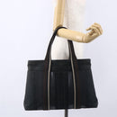 HERMES Toroca Horizontal MM Hand Bag Canvas Black Brown Auth bs31217-20