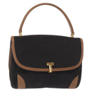 TIFFANY&Co. Hand Bag Canvas Leather Black Gold Auth bs31218-1