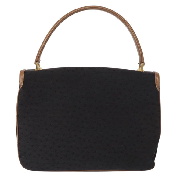 TIFFANY&Co. Hand Bag Canvas Leather Black Gold Auth bs31218