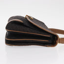 TIFFANY&Co. Hand Bag Canvas Leather Black Gold Auth bs31218-4