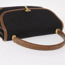 TIFFANY&Co. Hand Bag Canvas Leather Black Gold Auth bs31218-6