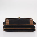 TIFFANY&Co. Hand Bag Canvas Leather Black Gold Auth bs31218-9