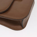 VALENTINO Studs Chain Shoulder Bag Leather Brown Gold Auth bs31220-14