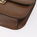 VALENTINO Studs Chain Shoulder Bag Leather Brown Gold Auth bs31220-15