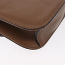 VALENTINO Studs Chain Shoulder Bag Leather Brown Gold Auth bs31220-16