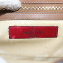 VALENTINO Studs Chain Shoulder Bag Leather Brown Gold Auth bs31220-18