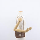 VALENTINO Studs Chain Shoulder Bag Leather Brown Gold Auth bs31220-23