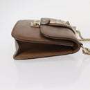 VALENTINO Studs Chain Shoulder Bag Leather Brown Gold Auth bs31220-3