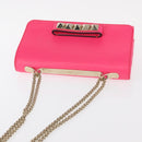 VALENTINO Studs Chain Shoulder Bag Leather Pink Gold Auth bs31221-6