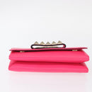 VALENTINO Studs Chain Shoulder Bag Leather Pink Gold Auth bs31221-5