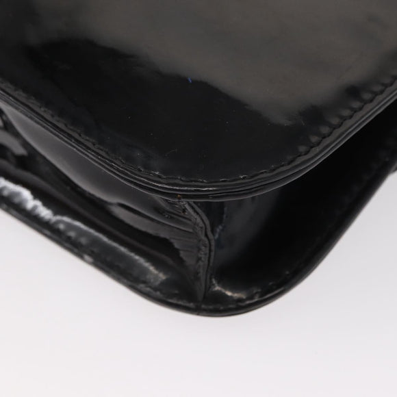 VALENTINO Studs Chain Shoulder Bag Enamel Black Silver Auth bs31222